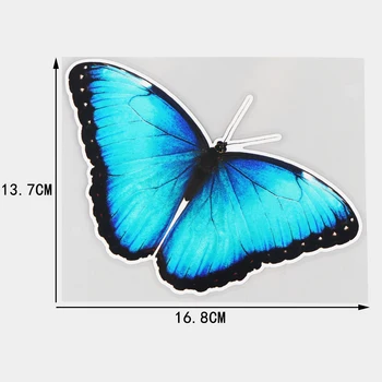 YJZT 16.8×13.7 CM Blå Flash Butterfly Kreativ Dekoration Auto Vindue Dør Decals Tegnefilm Bil Klistermærker 21A-0097