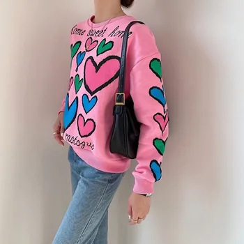 Yedinas Sød Sweater Kvinder Strikkede Trøjer 2020 Mode Harajuku Kvindelige Pullover Koreansk Stil Jumper Elsker Broderi, Strik Top