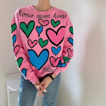 Yedinas Sød Sweater Kvinder Strikkede Trøjer 2020 Mode Harajuku Kvindelige Pullover Koreansk Stil Jumper Elsker Broderi, Strik Top