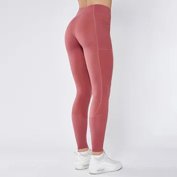 Yoga Pants Med en Lomme Solid Høj Talje Leggings Fitness Capri Pants Kvinder Åndbar Træning Tights Fitness Tøj til Kvinder
