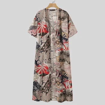 ZANZEA 2021 Sommer Bluser Stilfulde Kvinder Trykt Kimono Cape Afslappet langærmet Blomster Cardigans Kvindelige Stranden Toppe Dække Op