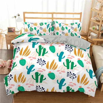ZEIMON Kaktus Bedding Set Luksus 3d Printet Duvet Cover Sæt Pineapple Home Decor Polyester Blød Til stuen