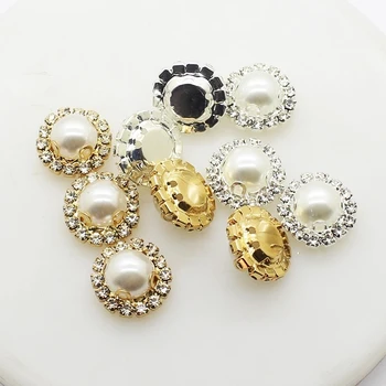 ZMASEY 10stk Nye Mode 15MM fladbundede perle, rhinsten knapper, DIY håndlavet sy tøj skinnende tilbehør til dekoration