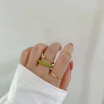 ZN 2021 4pc/set koreansk Mode Farverige Gennemsigtige Ringe Til Kvinder, Enkel Og Ultimative Akryl Harpiks Ring Party Smykker