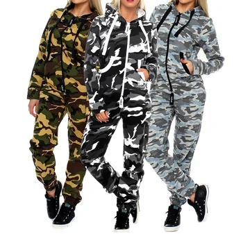 ZOGAA Sætter Kvinder Nye Mode Camouflage Træningsdragt, Jogging Dragt, Hætte Sweatshirt Bukser 2 Stykke Hættetrøjer S-2XL Casual Outfits