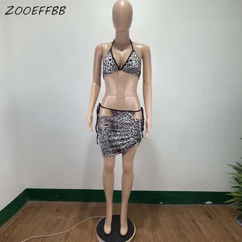 ZOOEFFBB Æstetiske Trendy Bikini Badedragt 3 delt Sæt Ferie Outfits Matchende Sæt til Kvinder, Sexet Sommer Tøj, badetøj