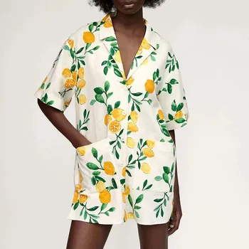 Za Sommerkjole Kvinder 2021 Chic Mode Med Lomme Print Skjorte Mini Kjole Vintage Korte Ærmer-Knap-Op Kvindelige Kjoler Mujer