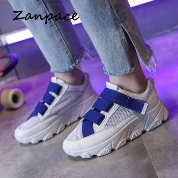 Zanpace Platform Sneakers Kvinder Åndbar Mesh Med Platform Chunky Sko Casual Foråret Kvinders Vulcanize Sko Chaussures Femme
