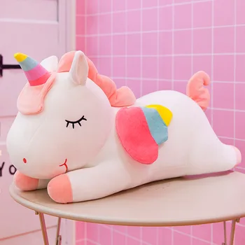 Zqswkl kreative angel rainbow unicorn pony plys legetøj pude girls cartoon sød gave kawaii tilbehør fyldte legetøj