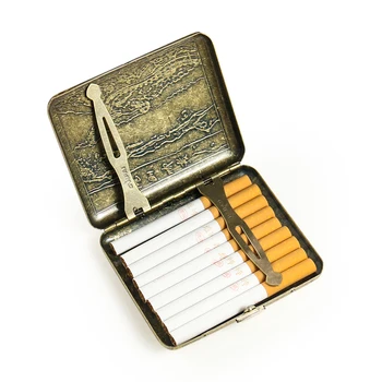 Ædle Cigaret Box Metal Fugt-bevis Personlighed Gave Brugerdefinerede Retro Metal Flip Skåret Skåret Bærbare Metal Cigaret Box