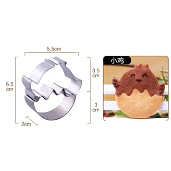 Æggeskal Kylling Rustfrit Stål 3D Cookie Cutters Kage Cookie form Fondant Cutter DIY Bagning Værktøjer Æg Animalsk Kiks Udskrivning