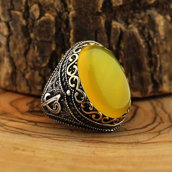 Ægte 925 Sterling Sølv Natural Stone Ring For Mænd Zircon Onyx Aqeq Sten Smykker Mode Vintage Gave Tilbehør Alle Størrelse