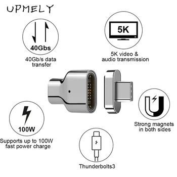 Ægte Upmely 24pins Opladning Kabel-Adapter Type C-Stik PD 100W Hurtig Hastighed 10Gbp/s Data Magnetisk Ledningen C