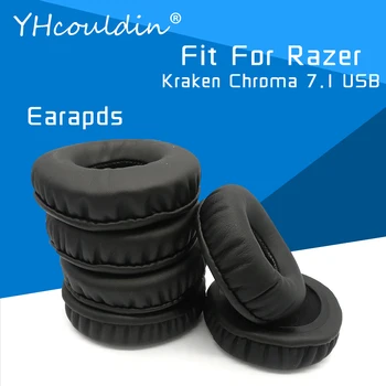 Ørepuder Til Razer Kraken Chroma 7.1 USB Hovedtelefon Accessaries Udskiftning Øre Puder Rynket Læder Materiale